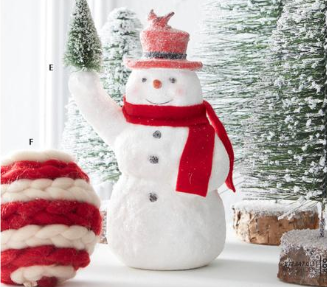 10.25" Sugared Snowman w/ Tree