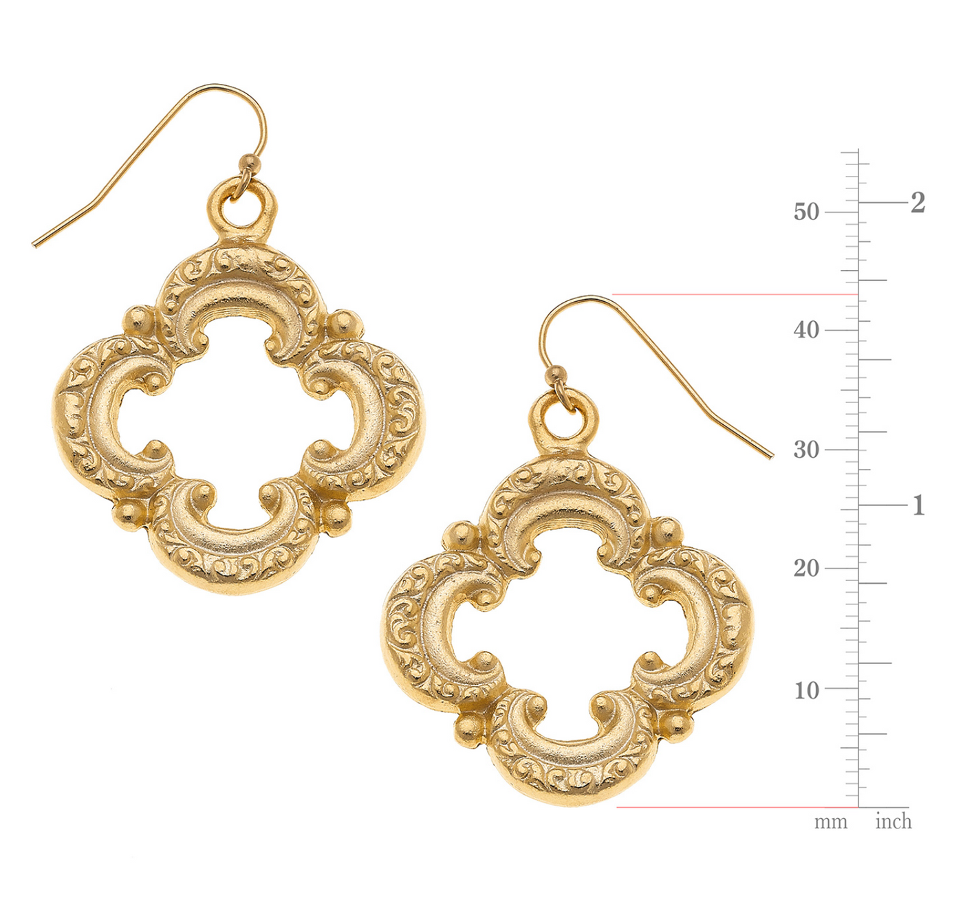 Handcast Gold Quatrefoil Earrings