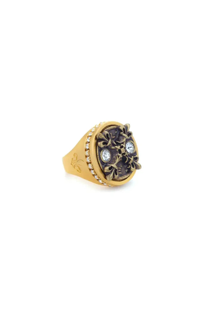 Austrian Signet Rings Austrian Crystal Signet Ring – Gold B – The French Cottage