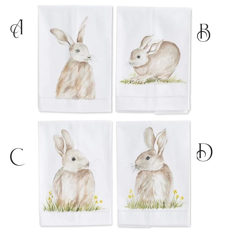 Hand painted Cotton Guest Towels with Bunny