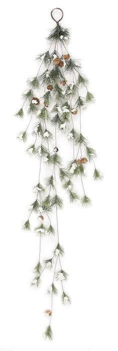 SNOW SMOKY MOUNTAIN PINE TASSEL GARLAND WITH CONE 50"