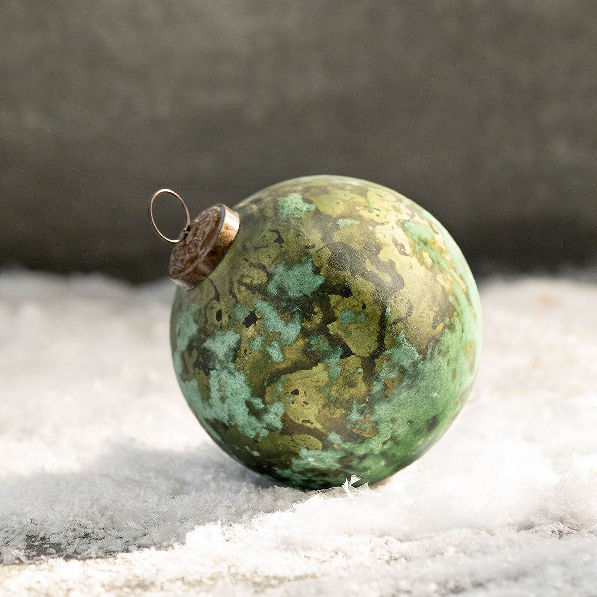 Verdigris Copper Ball Ornament, Small