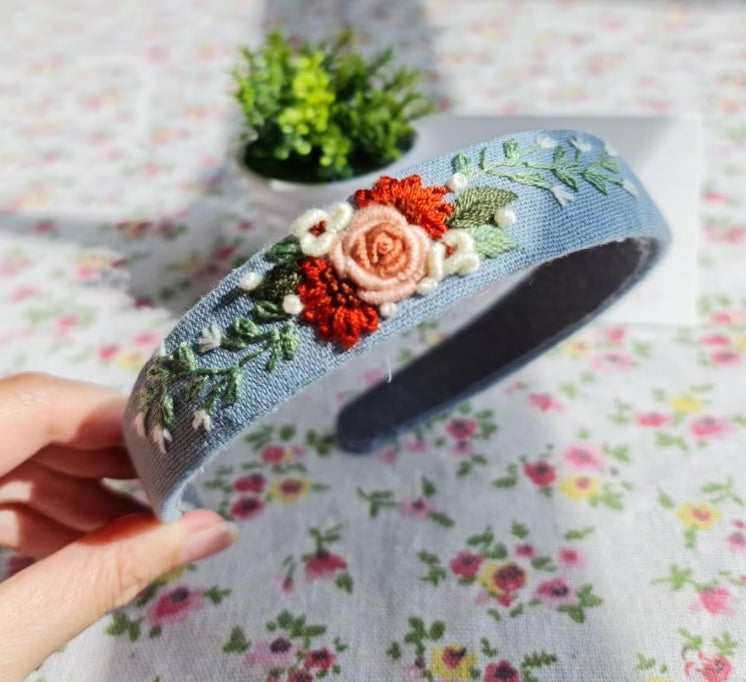 Floral Embroidered Headband