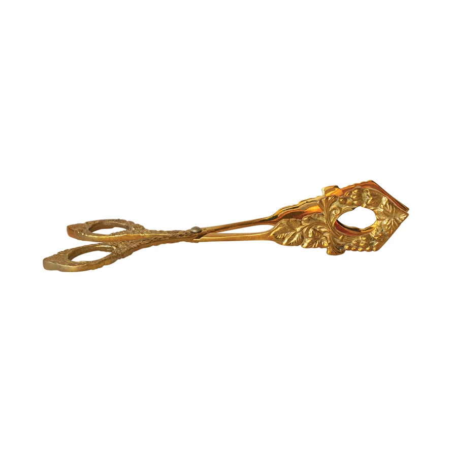 Embossed Brass Grape Vine Shaped Tongs