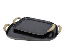 Transitional Tray - Black with Rope Handles