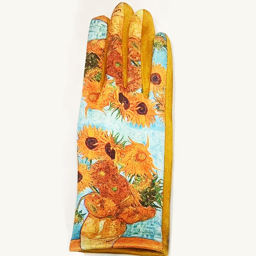 Vincent Sunflower Suede Fabric Touch Screen Gloves