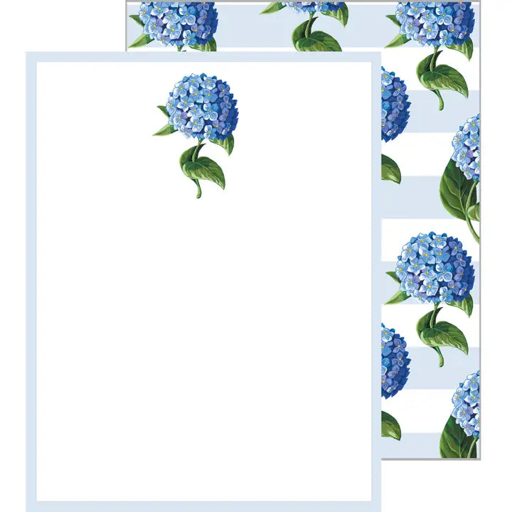 Hydrangeas Stripe Flat Notecards