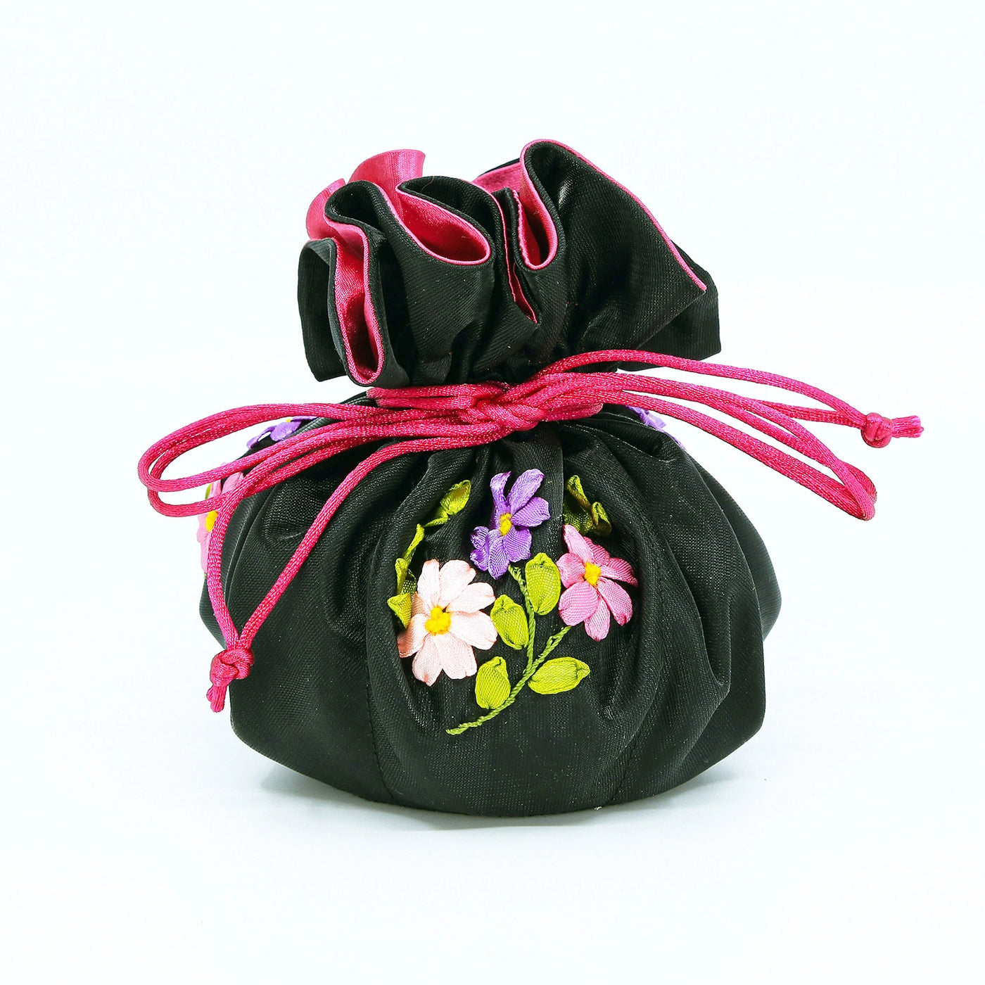 Embroidered Flowers Jewelry Pouch