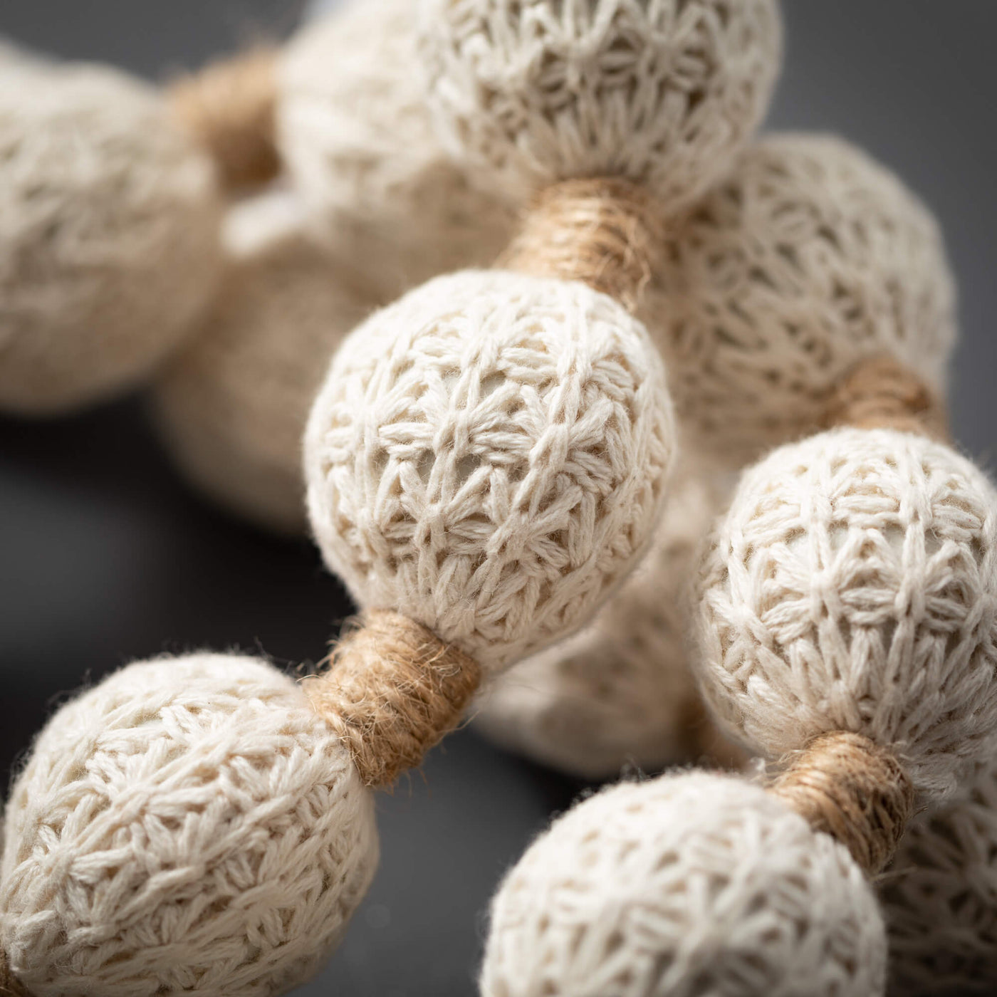 Lace Ball Garland Cream Herringbone