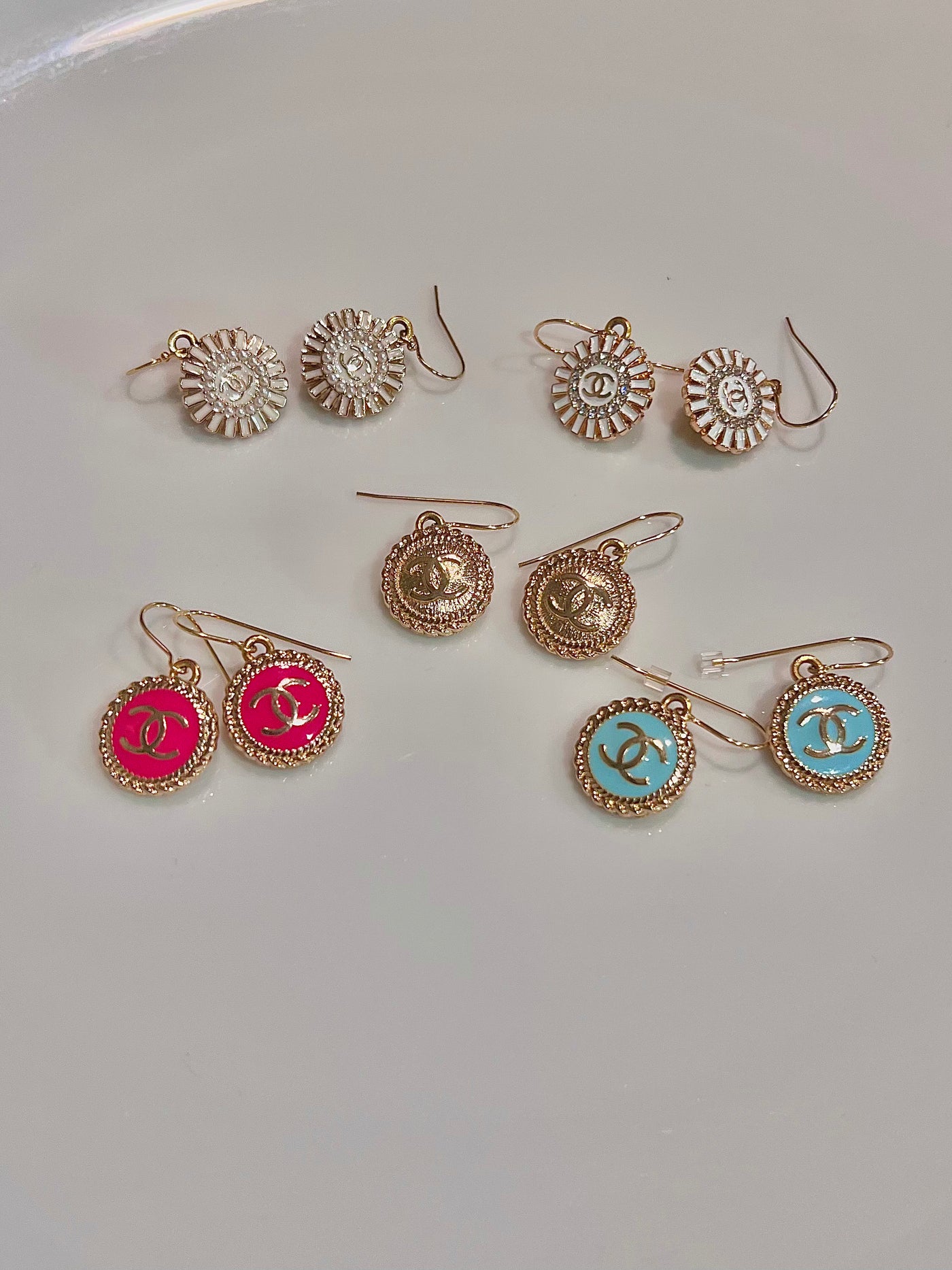 Vintage Designer Button Earrings