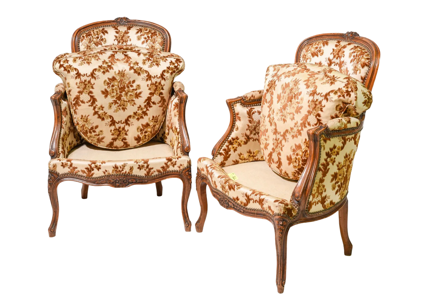 Antique Pair Louis XV Bergère Chairs