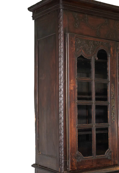 19th Century French Walnut Finely Carved Buffet Deux Corps