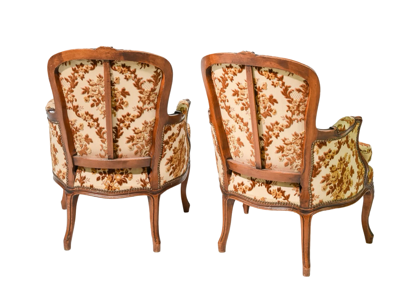 Antique Pair Louis XV Bergère Chairs