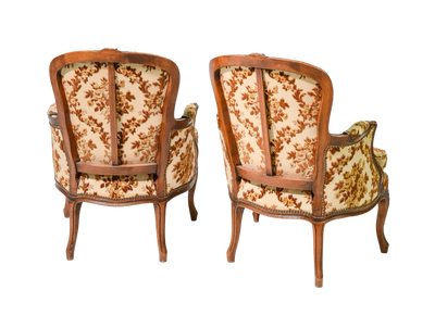 Antique Pair Louis XV Bergère Chairs