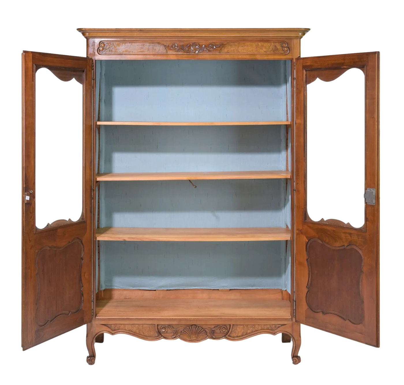 Louis XV Burled Walnut Bookcase or Vitrine