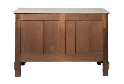 Antique French Mahogany Chest with Turned Legs and White Marble