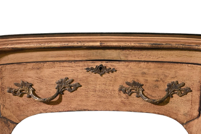 Louis XIV Library Desk with Red Leather & Glass Top