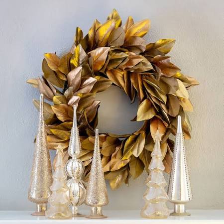 Gilded Magnolia Leaf Wreath