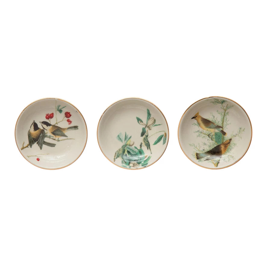 Plate with Vintage Reproduction Birds Image, 3 Styles