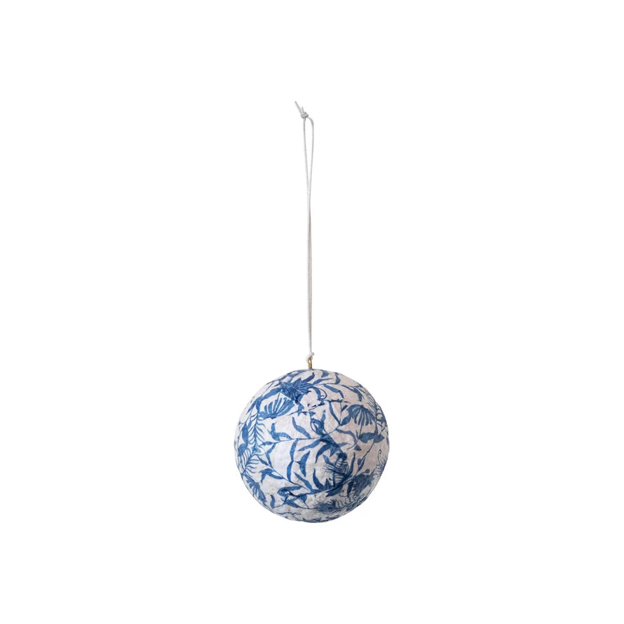 Hand-Made Paper Mache Ball Ornament - 2 Sizes