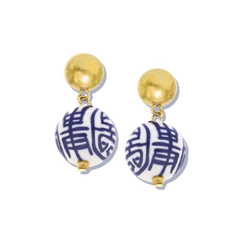 Blue and White Margaret Drop Earrings
