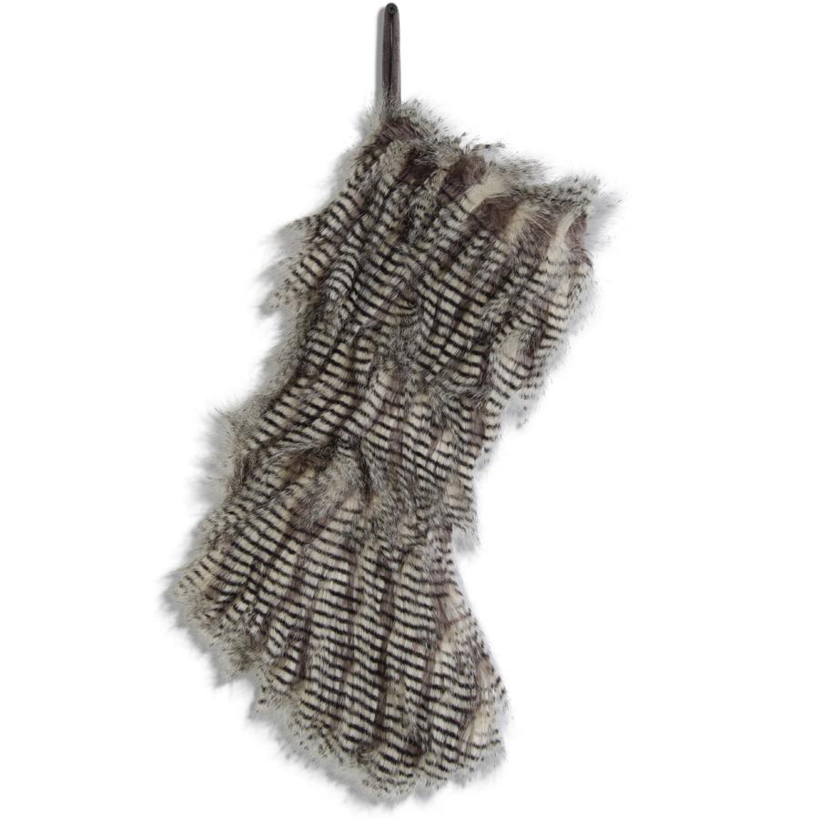 22" Gray Faux Fur Stocking