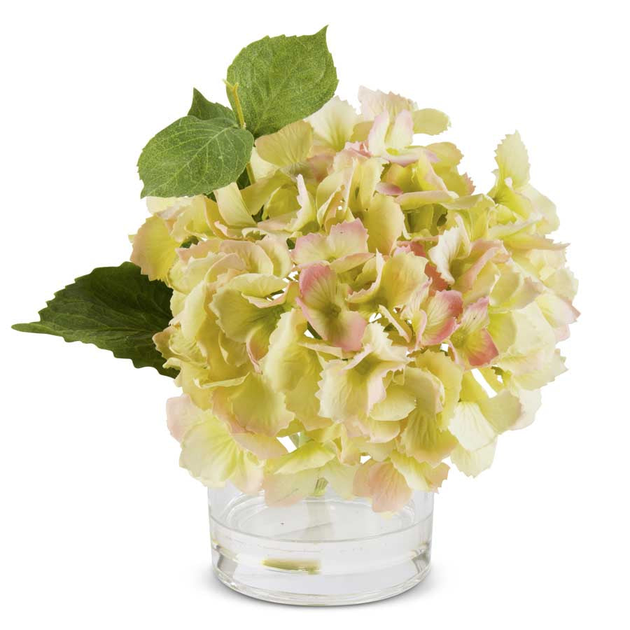 Green Real Touch Hydrangea in Glass Vase