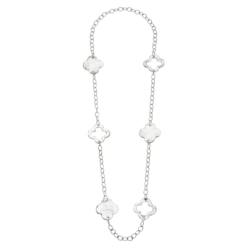 Handcast Silver Quatrefoil Chain Necklace