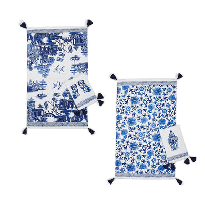 Blue Willow Chinoiserie Dish Towel Set