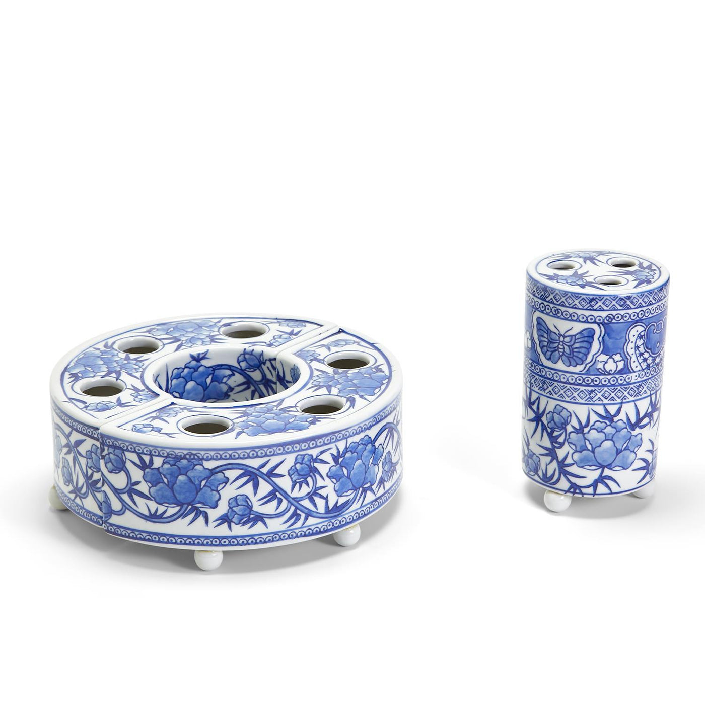 Blue and White Pavilion 3 Piece Floral Arranger Set