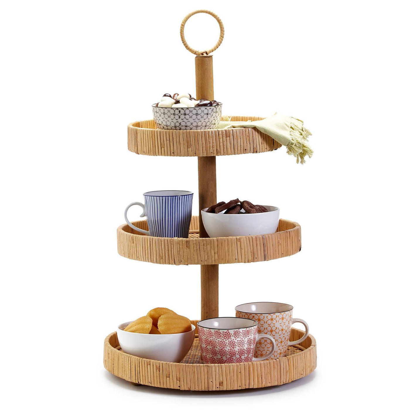 Adjustable 3 Tiered Hand-Crafted Rattan Centerpiece