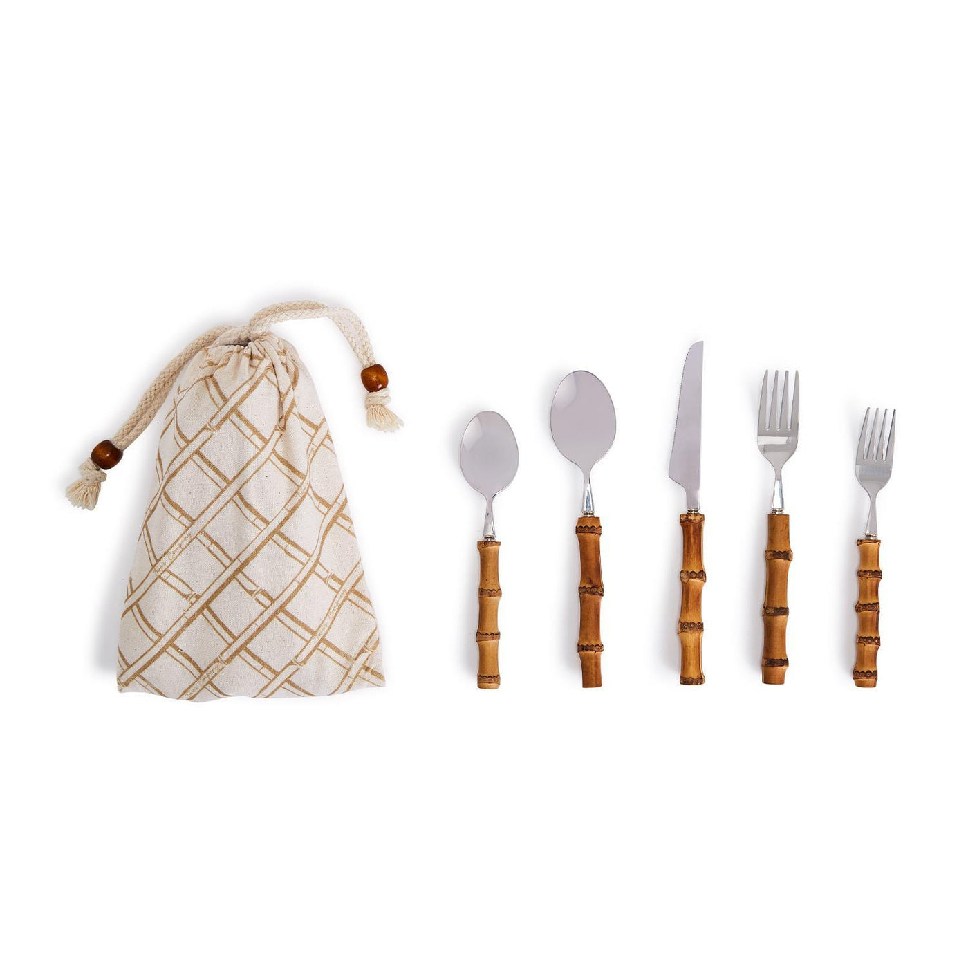 Natural Bamboo Flatware Set- 20 Pieces