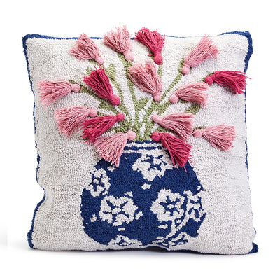 Chinoiserie Vase Tassel Accent Pillow