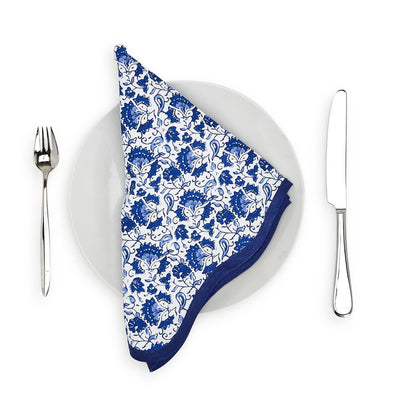 Chinoiserie Blue Floral Scalloped Edge Napkins