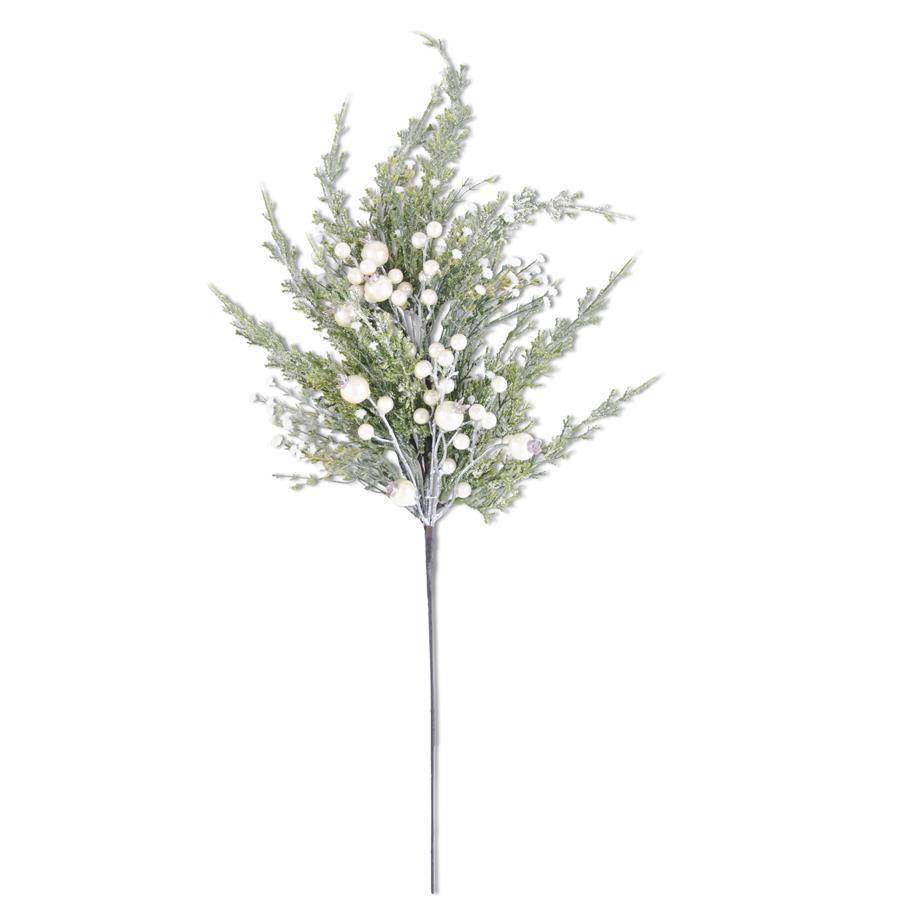 30" Snowy Cypress Pine Spray with Pearls