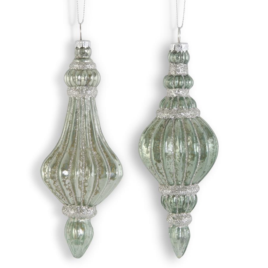 Sage Green Mercury Glass Finial Ornament