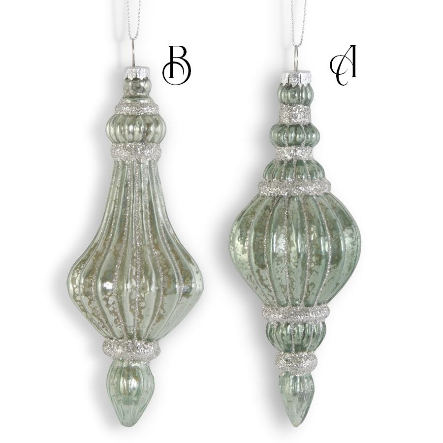 Sage Green Mercury Glass Finial Ornament