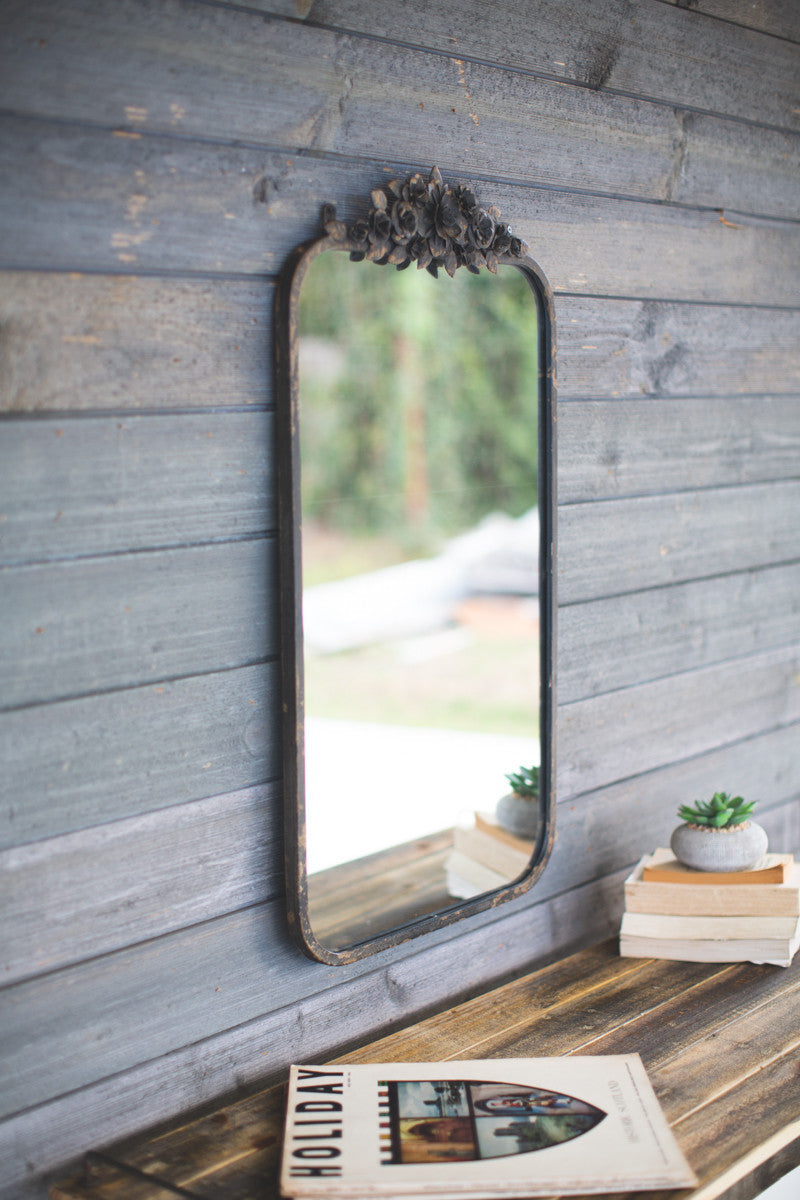 Metal Mirror with Floral Details