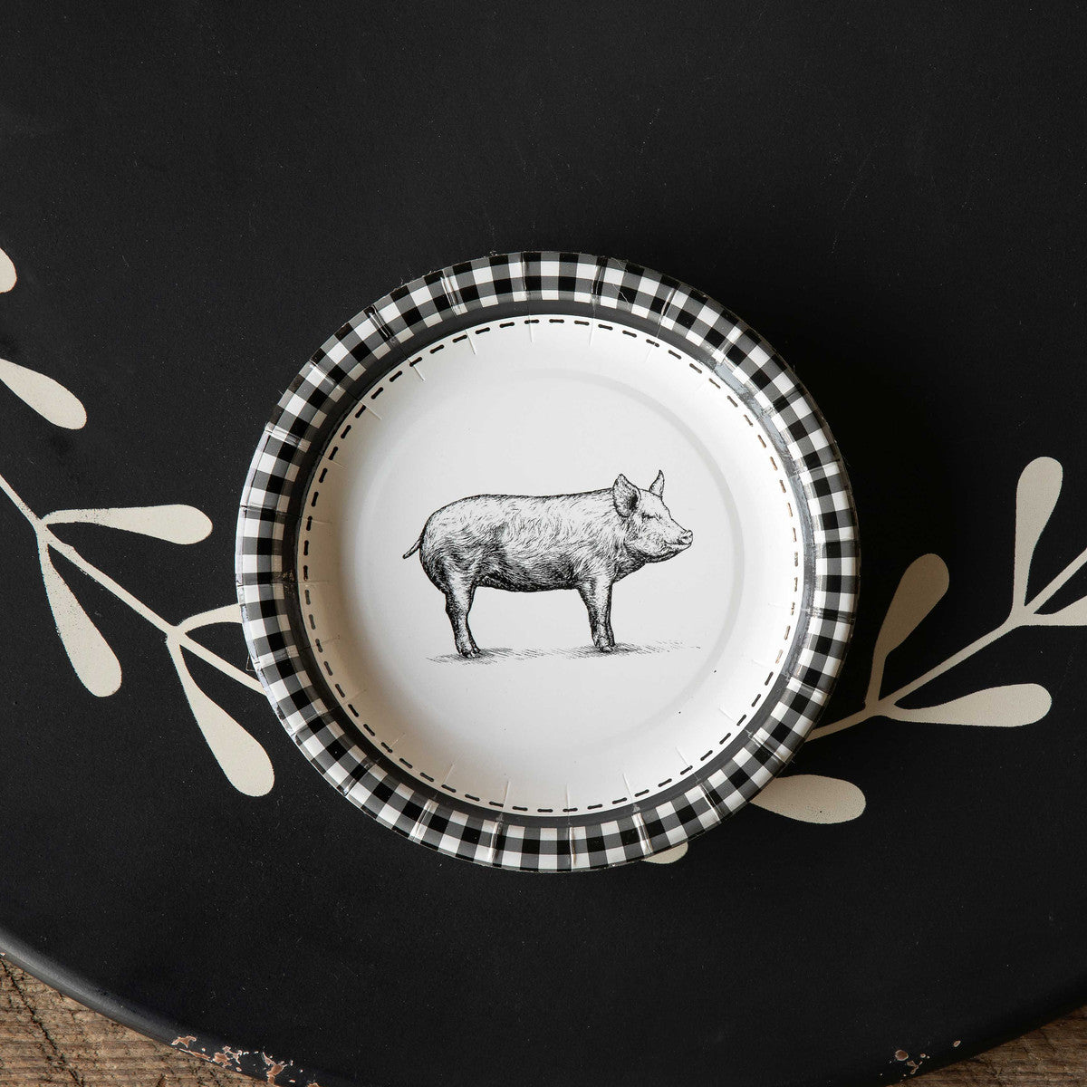 Black and White Pig Plates