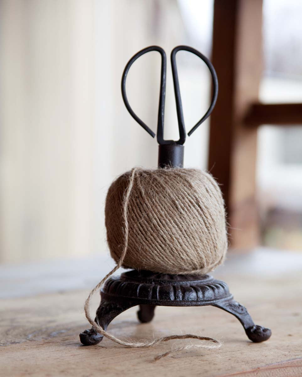 Ball of Twine on Cast Iron Stand with Scissors