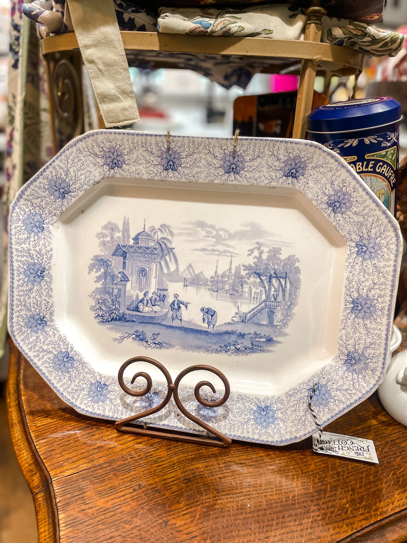 Antique Persian Blue and White Transferware Platter