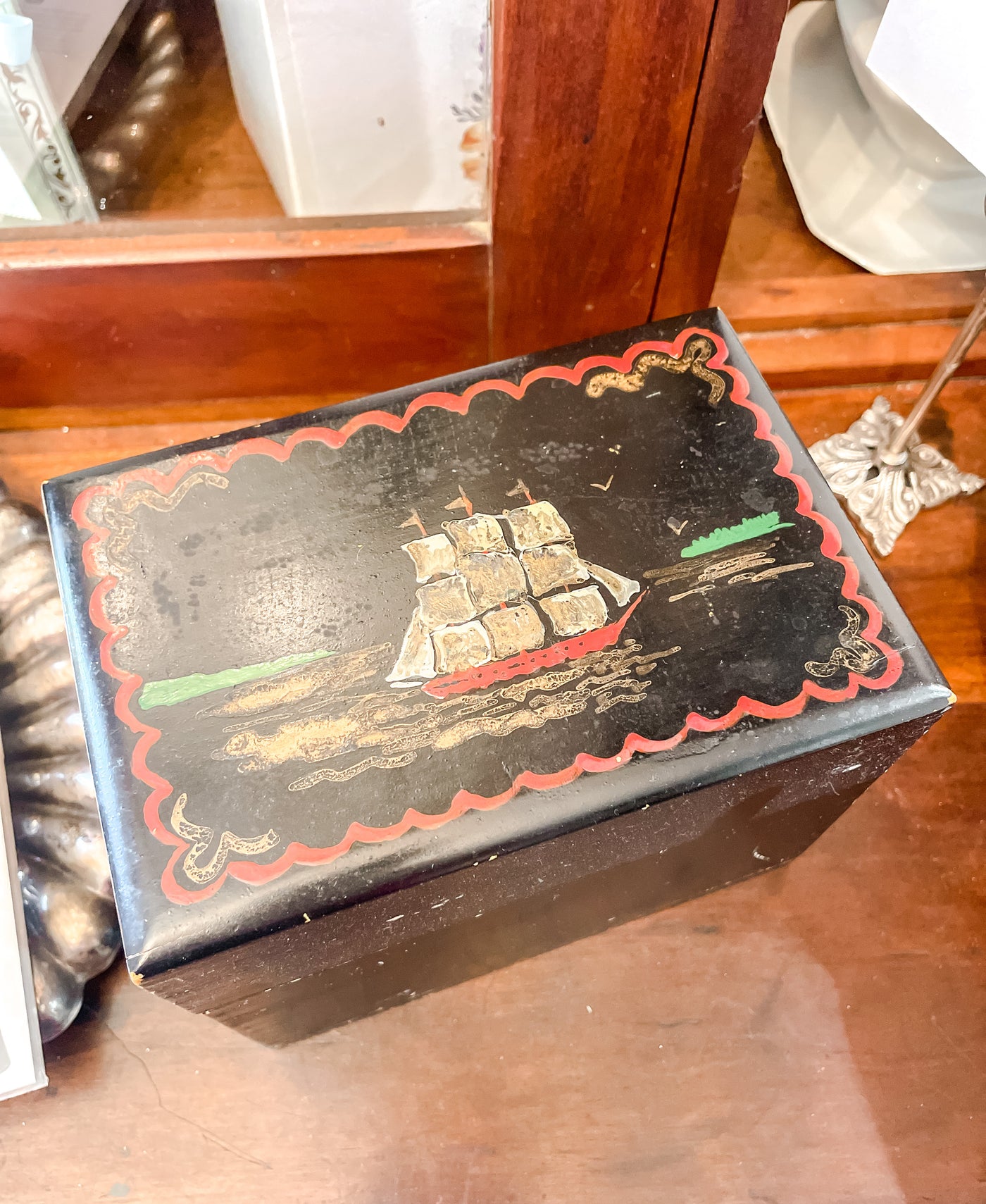 Vintage Box with Ship
