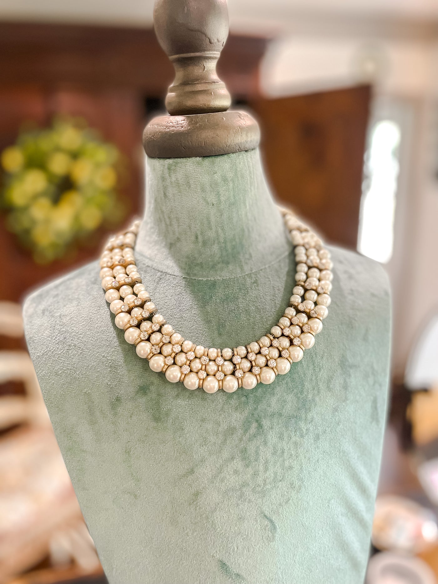 Vintage Pearl and Rhinestone Collar