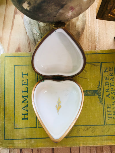 Limoges Heart Box with Perfume Glass