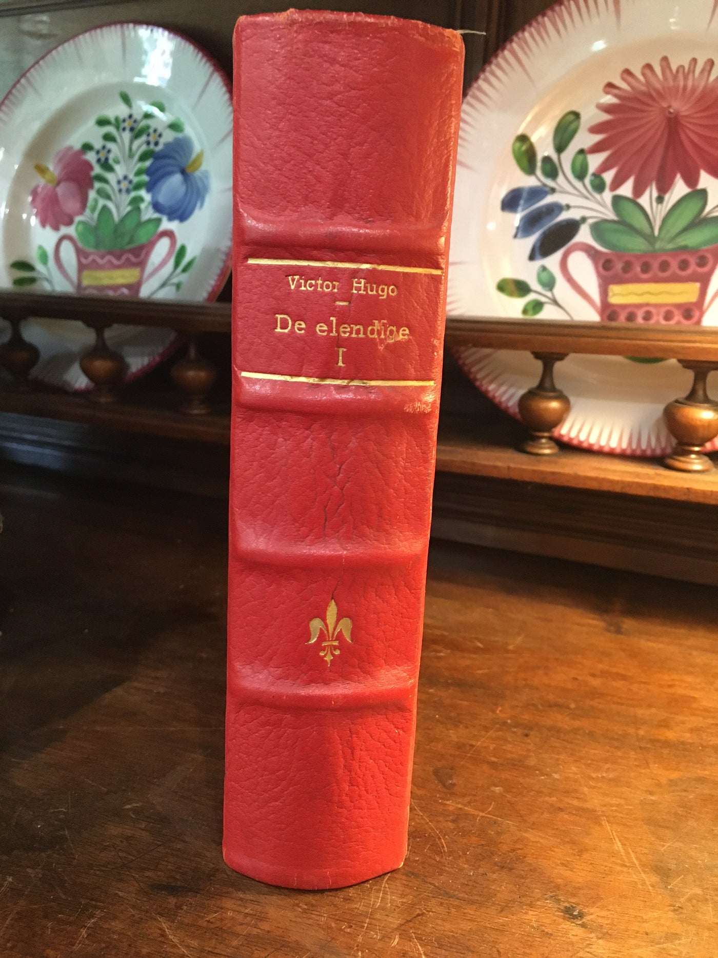 Antique Red Leather De Elendige by Victor Hugo