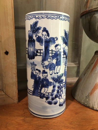 Blue and White Porcelain Brush Holder / Pot