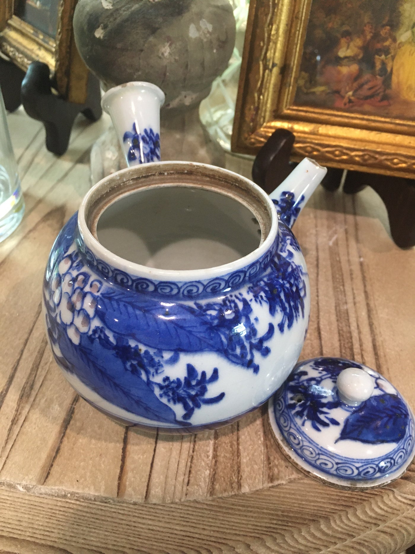 Antique Chinese Blue and White Petite Teapot