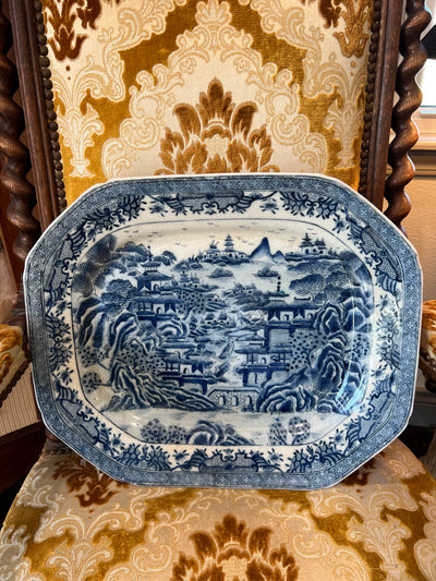 XL Blue and White Oriental Platter
