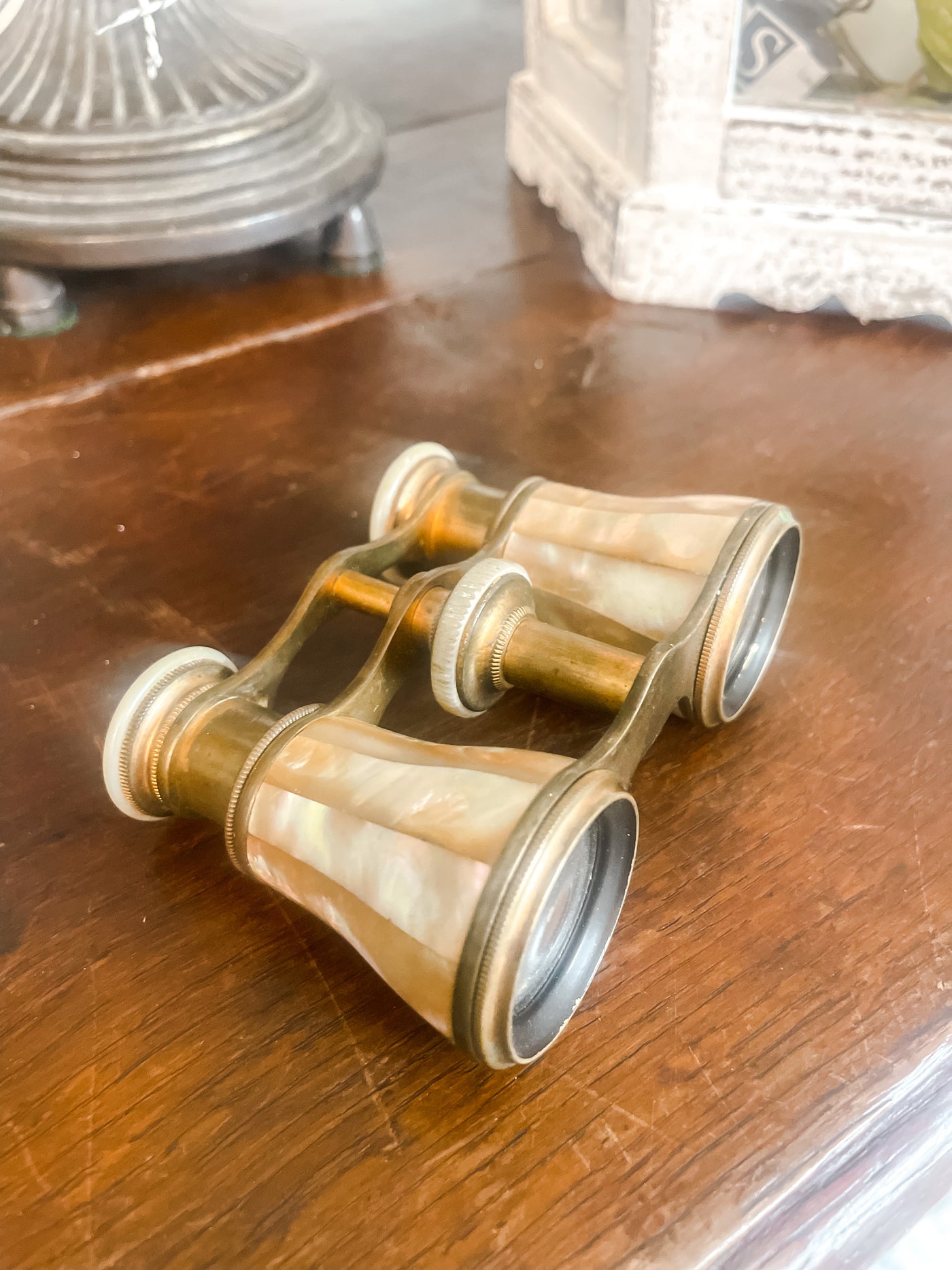 Antique Mother of Pearl Opera Glasses with Case