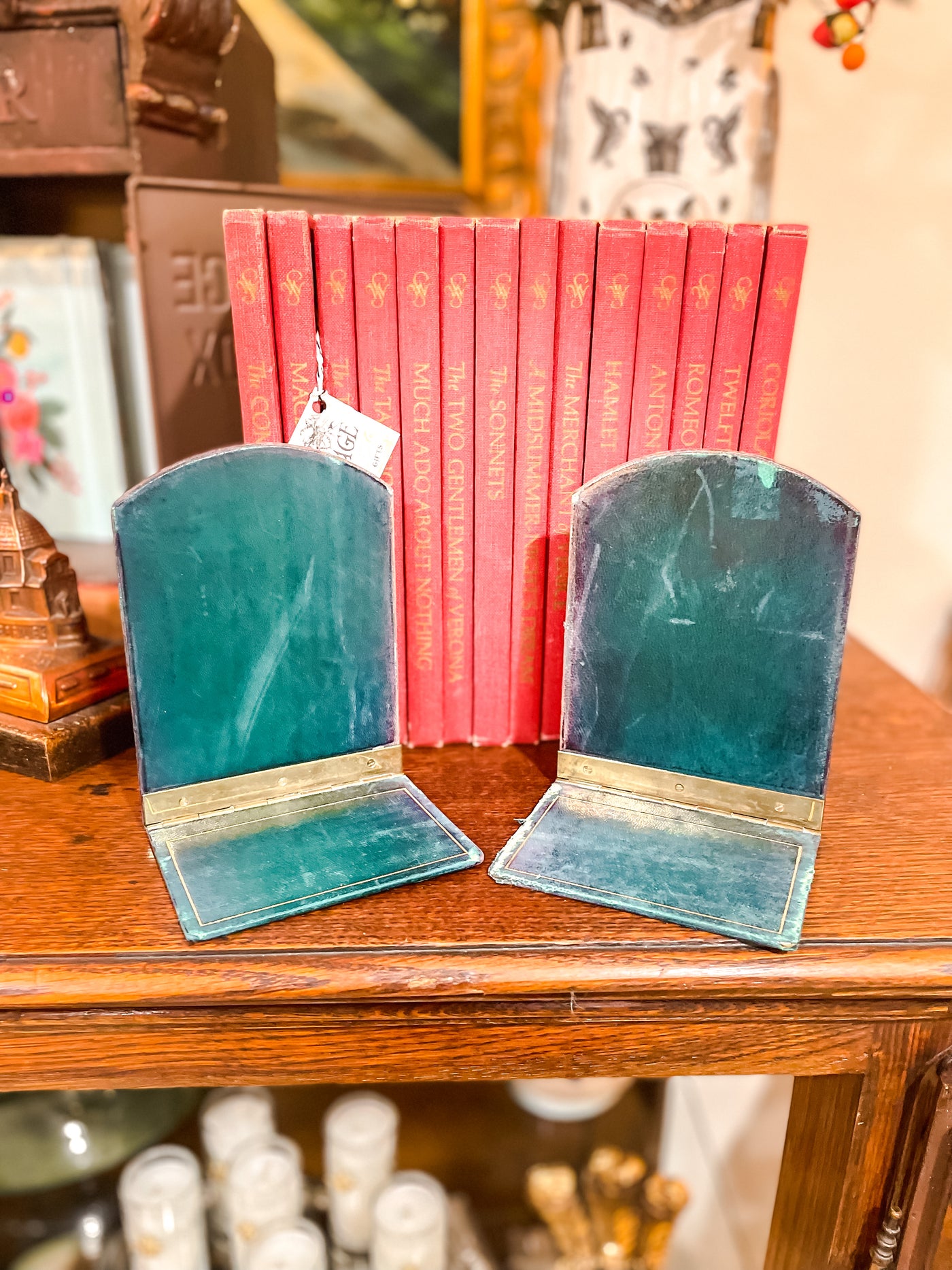 Pair of Antique Leather Bookends